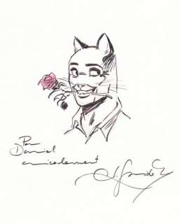 Guarnido. Dessin original dédicacé Blacksad | BDEnchères