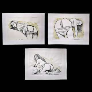 Erotica - Set of 5 signed drawings, by Jean-Bernard Auboin | Catawiki