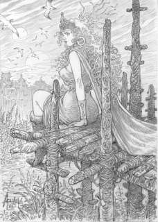 Aouamri, Mohamed - 1 Original drawing - La Quête de l’oiseau du temps - Mara sur le ponton - 2023 | Catawiki