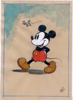 XAVI (Xavier Vives Mateu) - 1 Pencil drawing - Mickey Mouse - MIckey goes for a walk - 2024 | Catawiki