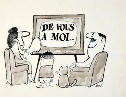 Siné 1928-2016. De vous Ã  moi. Encre de Chine et lavis noir pour une illustration… | Art Richelieu