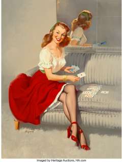 Gil Elvgren (American, 1914-1980) The Ace of Hearts Oil on canvas 33 x 25 inches (83.8 x 63.5 cm) Signed lower left... | Heritage