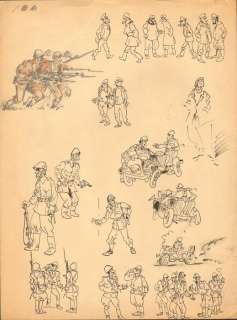 Follet, René - 1 Original preliminary drawing - Le Fauché + Les Militaires - (1945/1946) | Catawiki