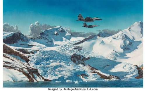Ren Wicks (American, 1911-1998). Glacier Run, ASAA Air Force Collection, circa 1970. Gouache on board. 30 x 48 inches (7... | Heritage