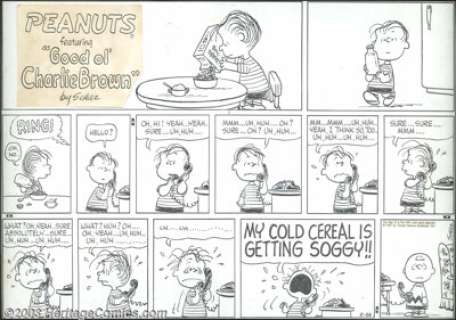 Charles Schulz - Original Comic Strip Art for Peanuts Sunday dated 2-26-67 (United Features Syndicate, 1967). Linus, - | Heritage