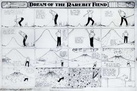 Winsor McCay - Original Comic Strip Art for Dream of the Rarebit Fiend Sunday dated 1906 (New York Herald, 1906). -