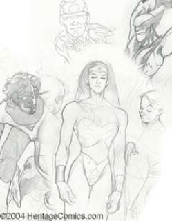 Adam Hughes - Sketchbook Original Art (undated). Adam Hughes’ 11" x 14", spiral bound, Strathmore - | Heritage