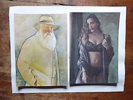 Le Hénanff, Fabrice - 2 Original colour drawing - Monet / Pin Up - (2019/2023) | Catawiki