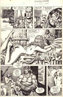 Ernie Chan, Gary Kwapisz - Savage Sword of Conan #108 P.39 / 45 - Naked Conan & Sexy Babe in Bed - 1984 Signed