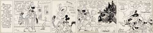 Floyd Gottfredson and Ted Thwaites - Mickey Mouse "Bat Bandit" Daily Comic Strip Original Art, dated - | Heritage