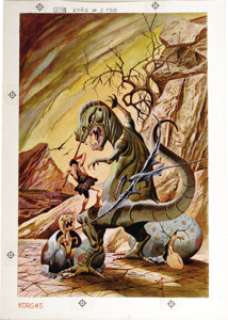 Pat Boyette - Korg: 70,000 B.C. #5 Cover Original Art (Charlton, 1976).  Charlton Comics‘ adaptation of the -