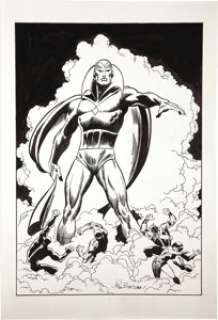 John Buscema - Avengers #57 Cover Recreation Original Art (undated).  Behold ...the Vision. John Buscema -