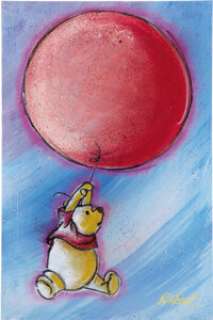 Dick Duerrstein - Winnie the Pooh with Balloon Painting Original Art (2005). This colorful Pooh bear scene -