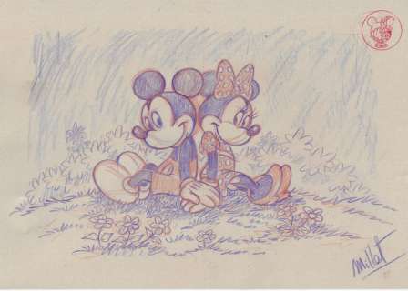 Millet - 1 Original colour drawing - Mickey and Minnie Mouse - Passion | Catawiki