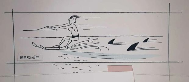 Lot 10 - Bernie (XXème) pour Sport et Vie Les skieurs nautiques Deux encres… | misc / divers