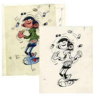 Franquin | Gaston, illustration Ã  l’encre de Chine sur… | Millon