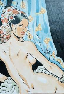 Meynet, Félix - 1 Original colour drawing - Hommage à L’Odalisque de Ingres | Catawiki