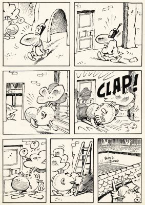 Mandryka - Lot 377 - Le concombre masqué, Le jardin zen, planche originale à l’encre de chine.