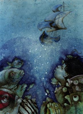 Mała syrena i ryby, ilustracja | Galeria Komiksu