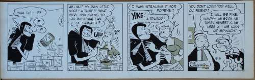 Bud Sagendorf | Striscia originale daily comic strip Popeye. Cm. 58 x 42. King Features Syndicate 03-8-1960. Firmata. | Art e Fumetto