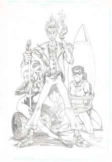 Martin Egeland - The Joker And Harley Quinn Have Robin Bound Pencil Art Commission - 2016 Signed
