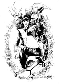 Wilton Santos - Kitty Pryde, Magik, Lockheed Illustration (Sold Live on ‘Dueling Dealers of Comic Art #123 Podcast on 6-14-2023 Watch It Here!