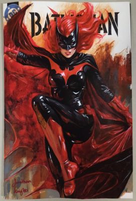 Jonathan Knight - Batwoman - Acrylic painting on Blank Variant comic