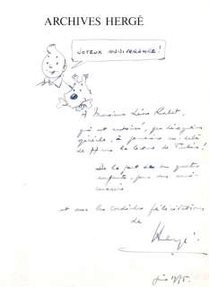 Hergé | Tintin, illustration Ã  l’encre représentant les… | Millon