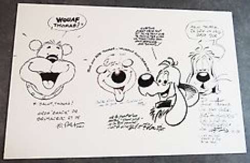 Gotlib / Roba / Tibet / Dupa - Original India ink drawing  - Gai-Luron / Bill / Brutacroc / Cubitus  - (1995/2002)