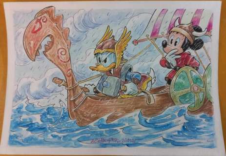 Alessandro Gottardo Watercolour - Mickey Mouse - "Vikinghi Disney" - 2023 | Catawiki