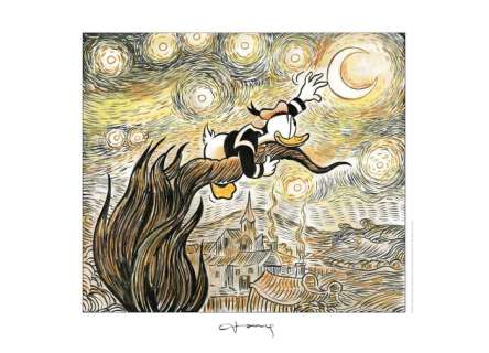 Tony Fernandez - Donald Duck Inspired by Vincent Van Gogh’s "Starry Night" (1889) - Hand Signed | Catawiki
