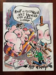 De Kort, Hein - 1 Original colour drawing - …iets verder weg gaan… | Catawiki