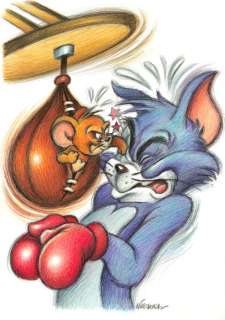 Joan Vizcarra - 1 Dessin original au crayon - The Boxing Match: Tom & Jerry - Hand Signed | Catawiki
