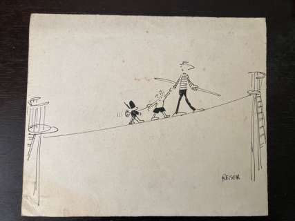 Reiser, Jean-Marc - 1 Original drawing - Les Funambules - Almanach Vermot | Catawiki