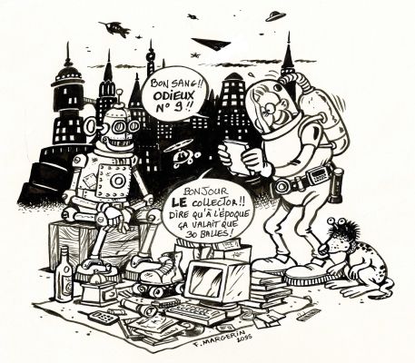 Margerin | Lot 383 - La brocante du futur, dessin original à l’encre de chine. | Septimus
