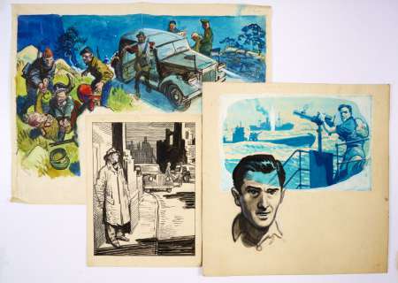 Three Wartime original artworks by Eric Parker. Poster colour on paper… | Comic Book Auctions ltd