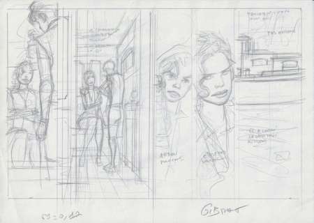 Gibrat, Jean-Pierre | Pencil drawing of the last strip of page 32 of Vol du Corbeau, vol. 1  - (2002). | Catawiki