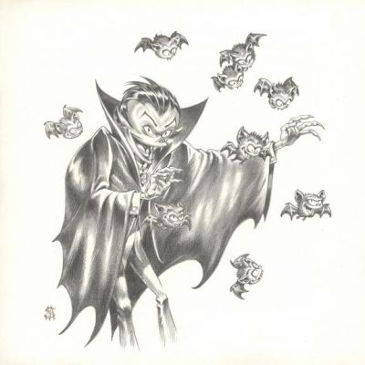 Stan Manoukian | Illustration originale, "Dracula " - Les Monstres - L’Encyclopédie du Merveilleux | Daniel Maghen