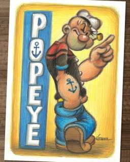 Joan Vizcarra - 1 Crayon original - Popeye: “Ahoy There!" – Hand Signed | Catawiki