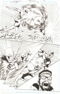 The Flash #93 p.15 - Flash vs. Reverse-Flash Action 1/2 Splash - Original Comic Book Art by Rafa Sandoval & Jordi Tarragona | SWAU