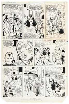 Lot 495 - Original Art * GEORGE PEREZ and MIKE ESPOSITO * AVENGERS No. 202, Page 7 * SIGNED by GEORGE PEREZ | PBA Galleries