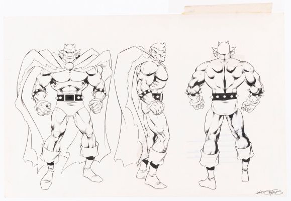 Lot 131 - VAL SEMEIKS ETRIGAN THE DEMON 1994 DC COMICS STYLE GUIDE ORIGINAL ART. | Hake’s