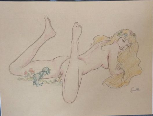 Leone Frollo Original colour drawing - Amazing Adult Fantasy - Uno Guomo Curioso (A Curious Gnome) | Catawiki