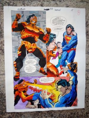 Kieron Dwyer / Glenn Whitmore - 1 Original page - color guide Superman / cyborg | Catawiki