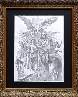 Sanjulian - Œuvre encadrée - Conan and Characters - Original Large Pencil - Hand Signed | Catawiki
