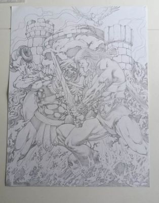 Jose Luis - 1 Original drawing - He-Man - Musclor vs Skeletor (devant le château des ombres) - 2017 | Catawiki