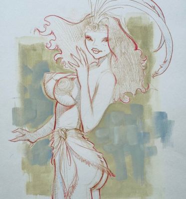 Andreae, Jean-Baptiste - 1 Original drawing - The blue Circus Girls - publiée - Amanda - Oeuvre Publiée + Artbook | Catawiki