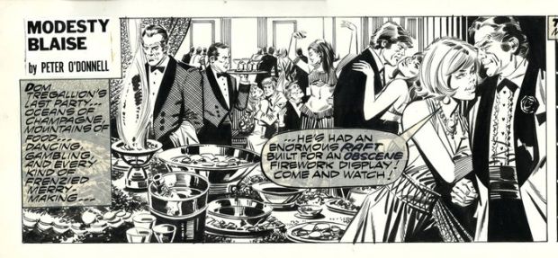 Romero, Enric Badia - 1 Original page - Modesty Blaise - strip #3897 - Special strip with two panels ! - 1976 | Catawiki