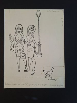 G. Pichard - 1 Original drawing - Le Rire - "allons nous en d‘ici,je te dis que c‘est mauvais signe "