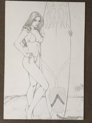 Fabio Oliveira - 1 Original drawing - Action Comics - Fathom - Surfer Girl - 2011 | Catawiki